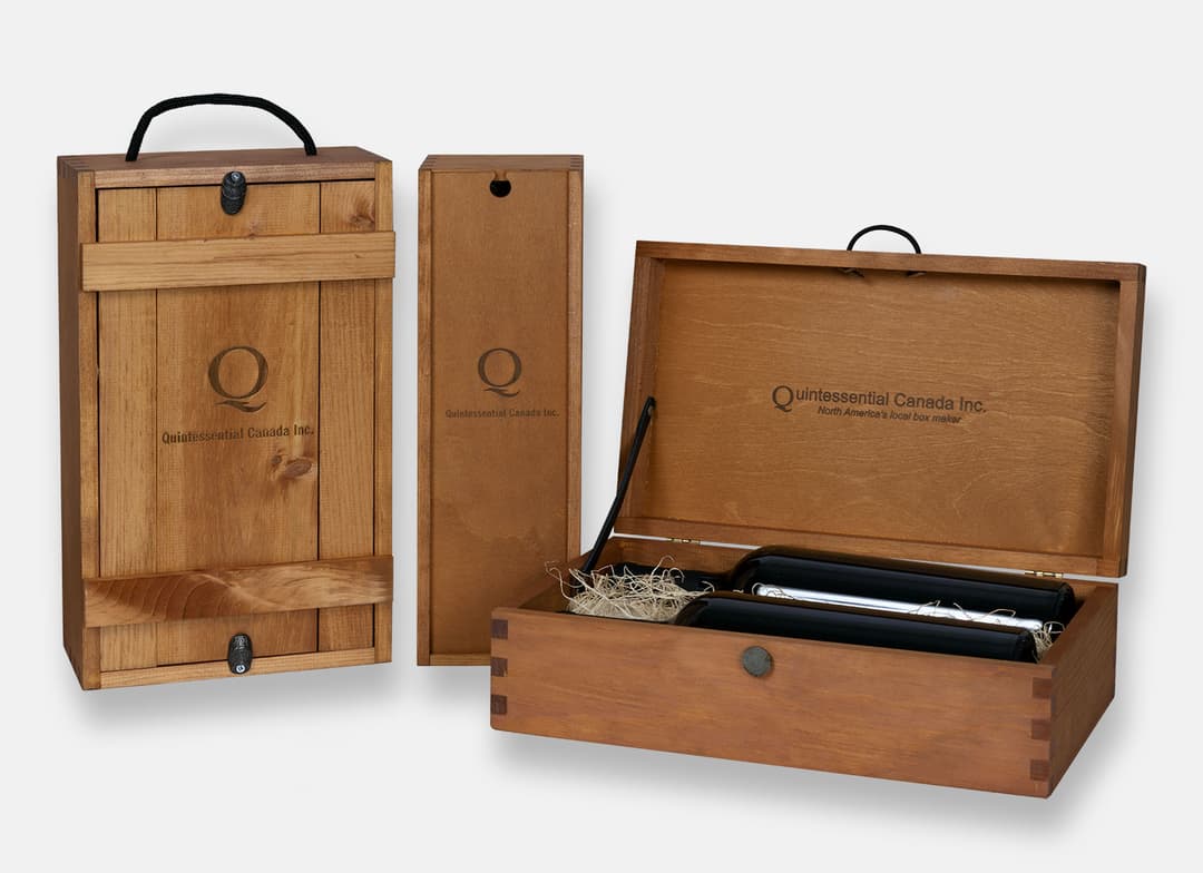 Wood box finished with russet brown aniline stain