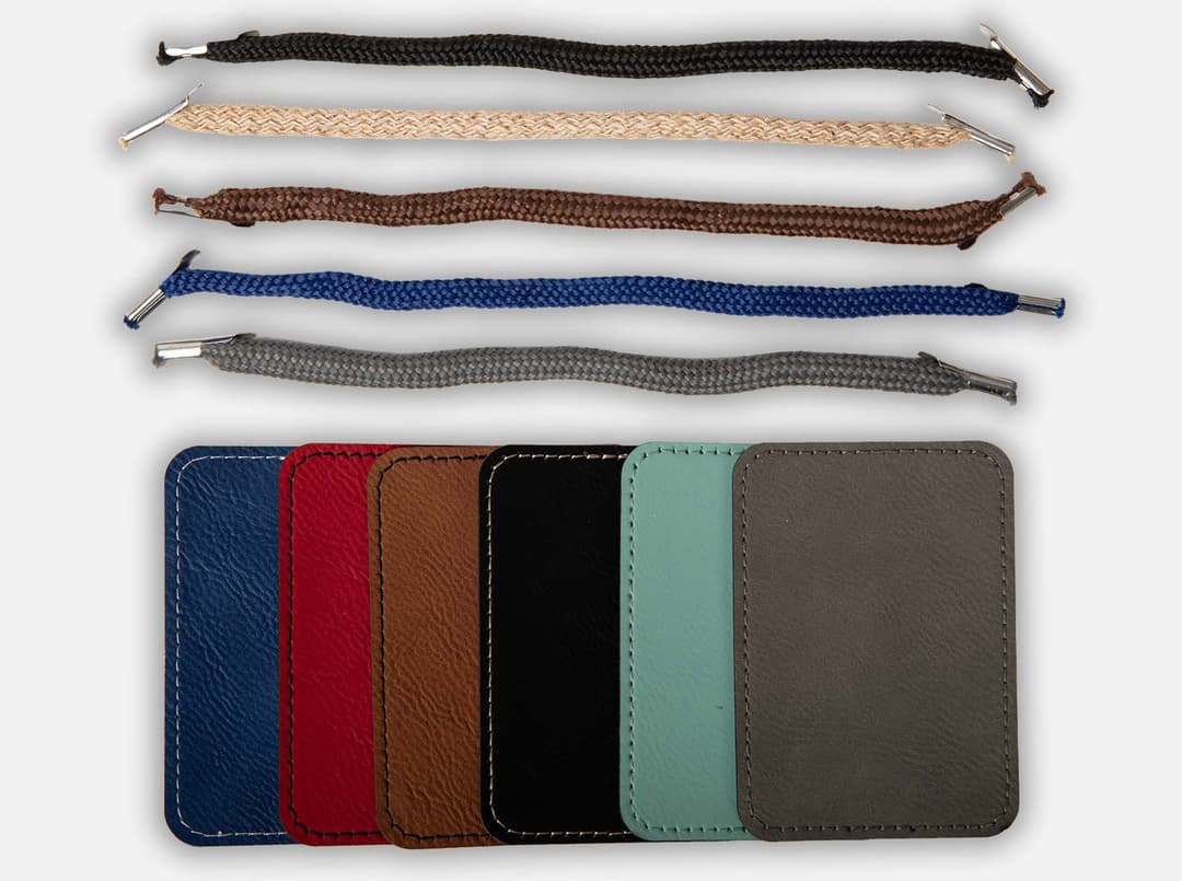 Handle, hardware and leather patch options for custom wood retirement boxes.