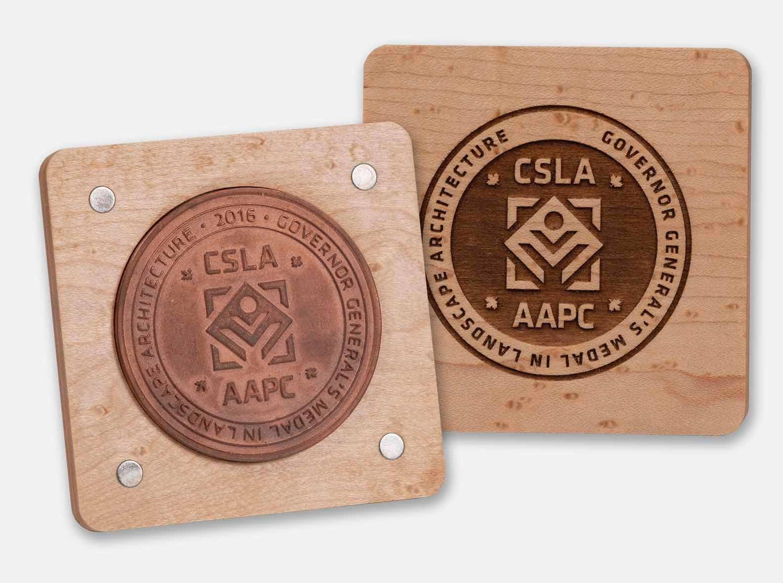 Birdseye maple presentation case with a magnetic closure, made for a Governor General's Medal.