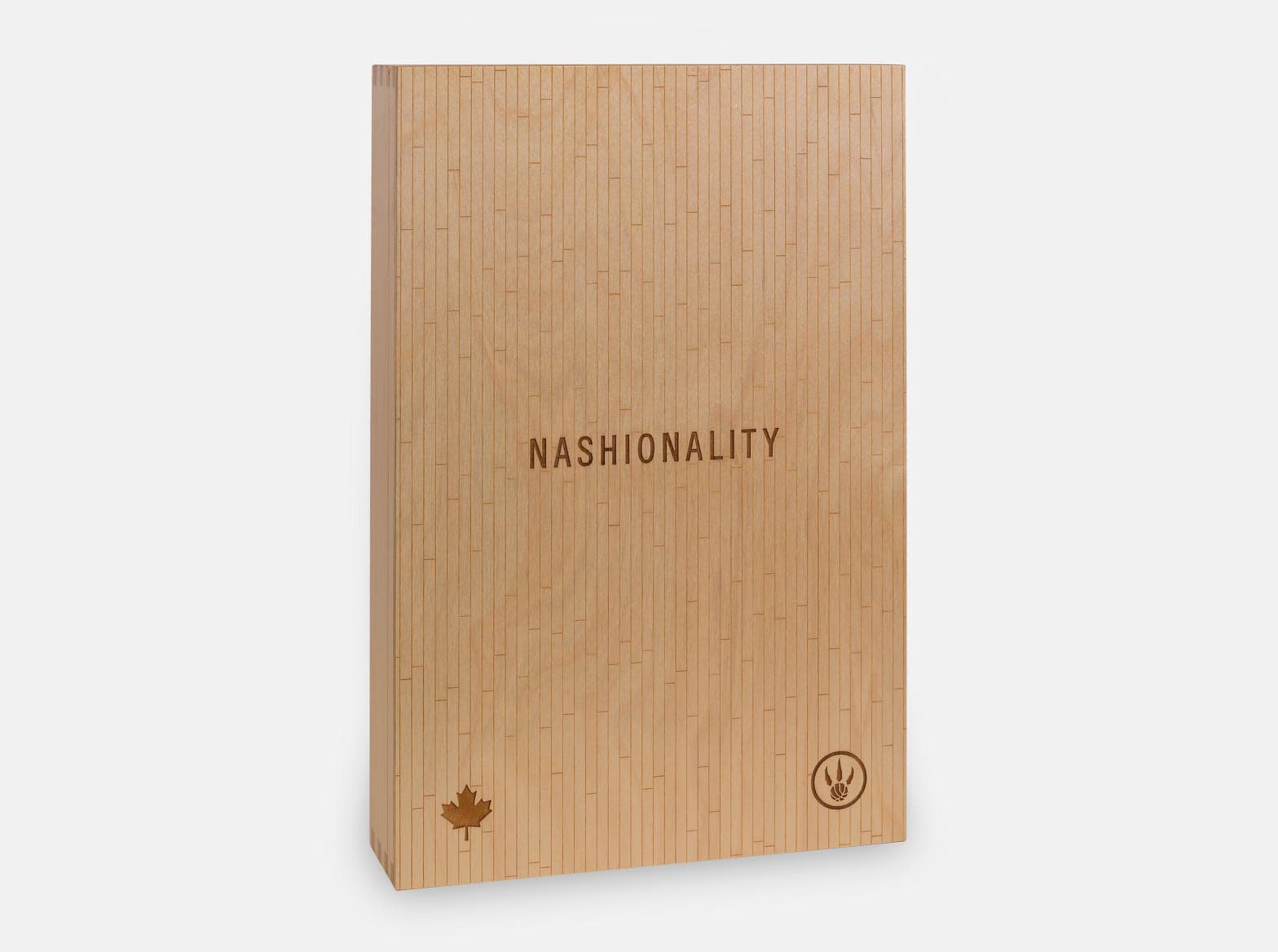 Wooden presentation box laser engraved to resemble a basketball court, made for the Raptors.