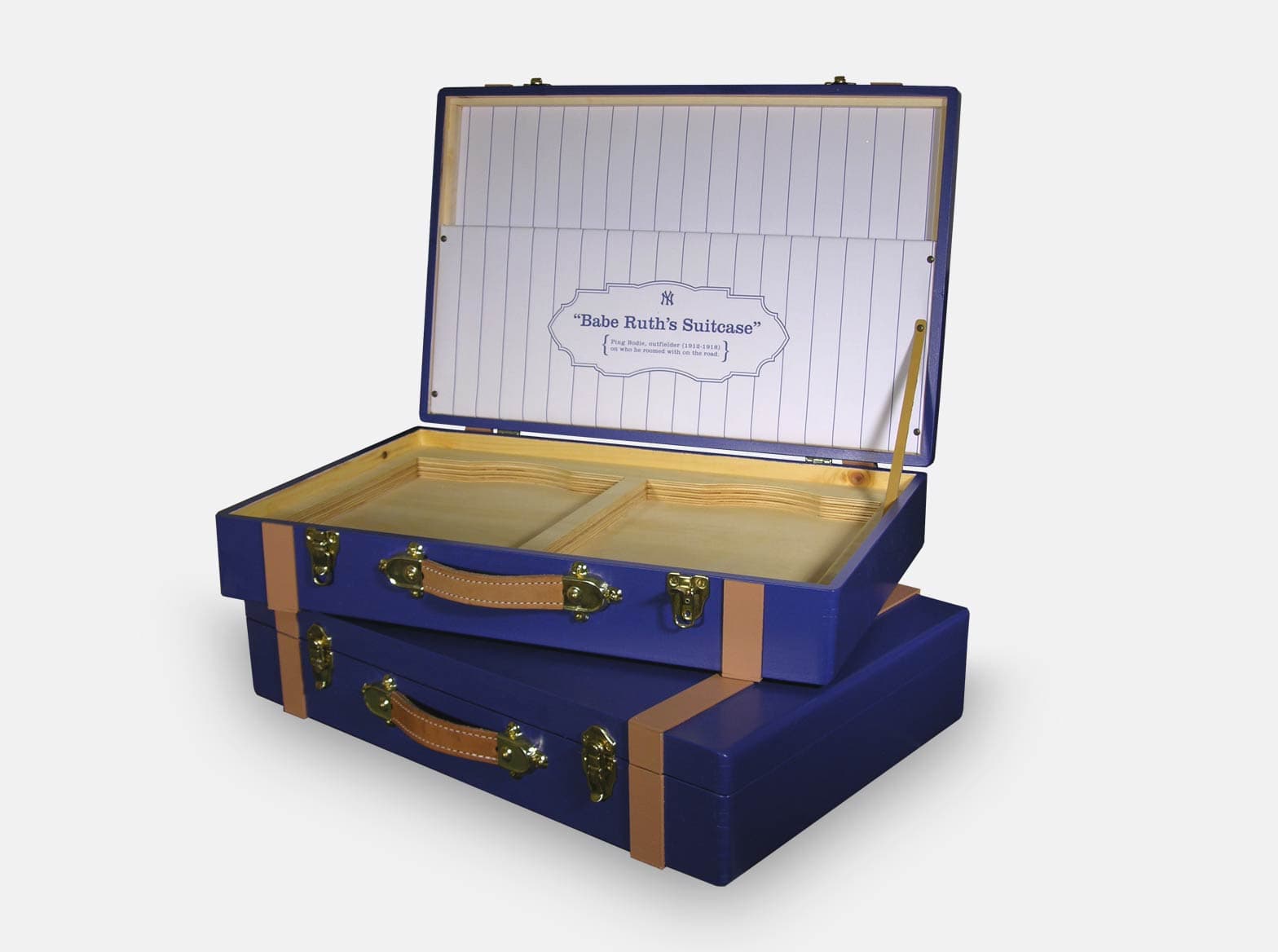 Replica vintage suitcase with brass and leather hardware