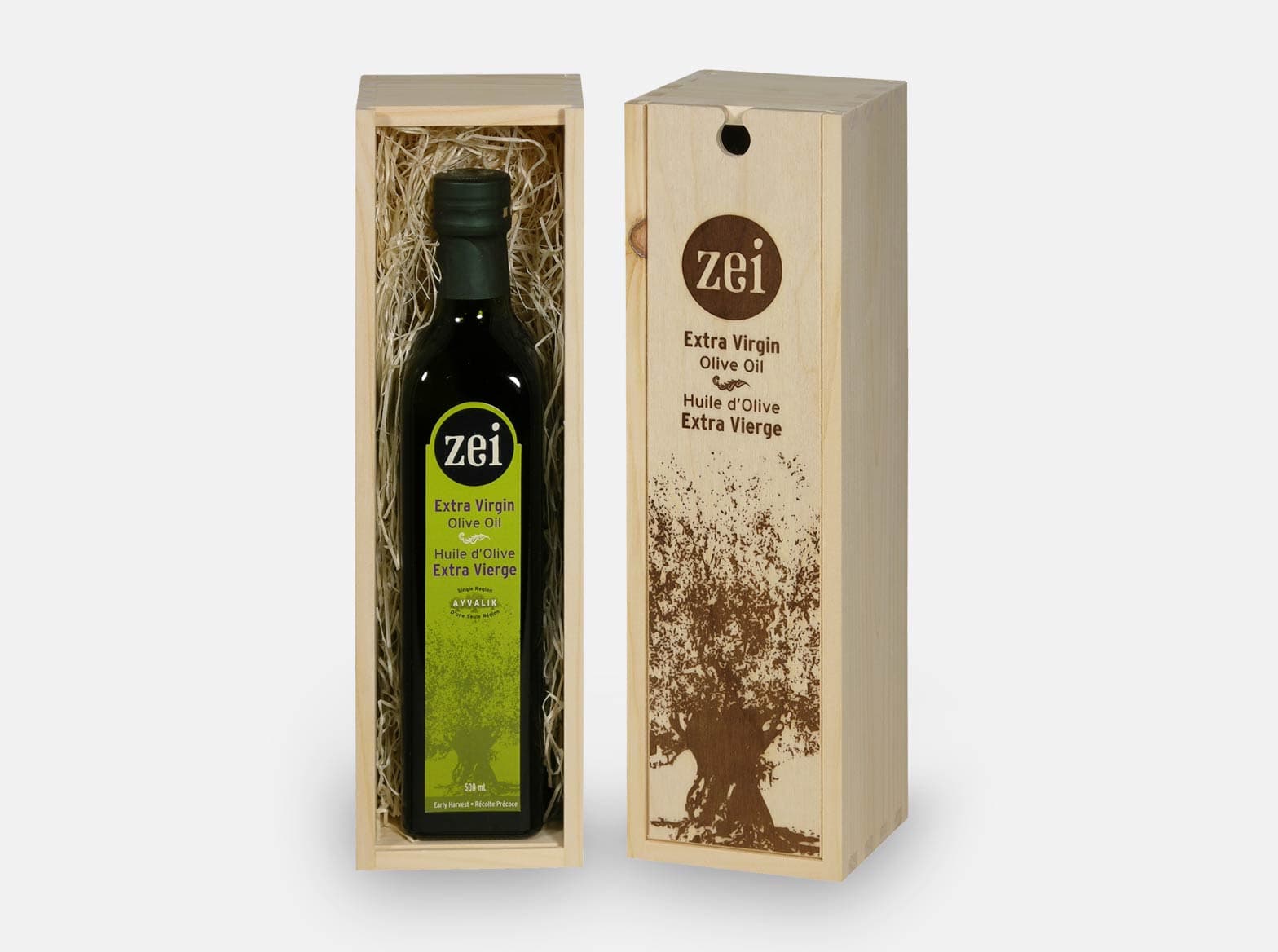 Wooden box for olive oil