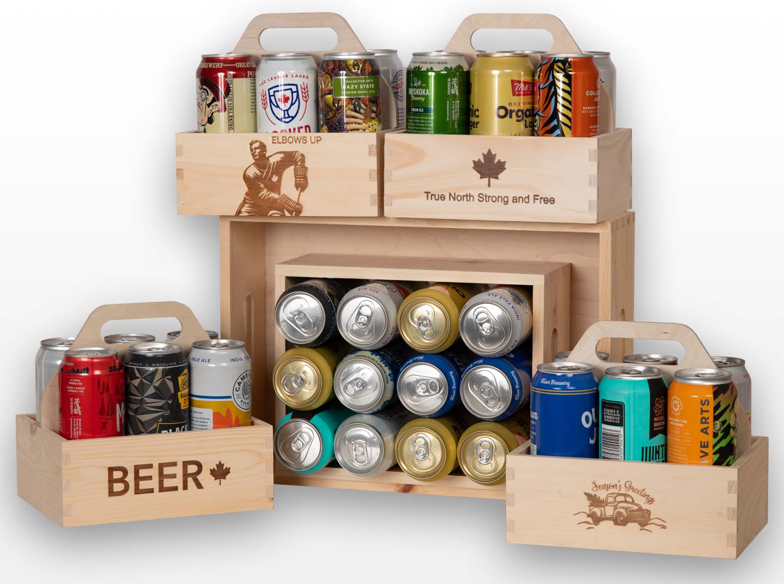 Wooden totes and cases for beverages