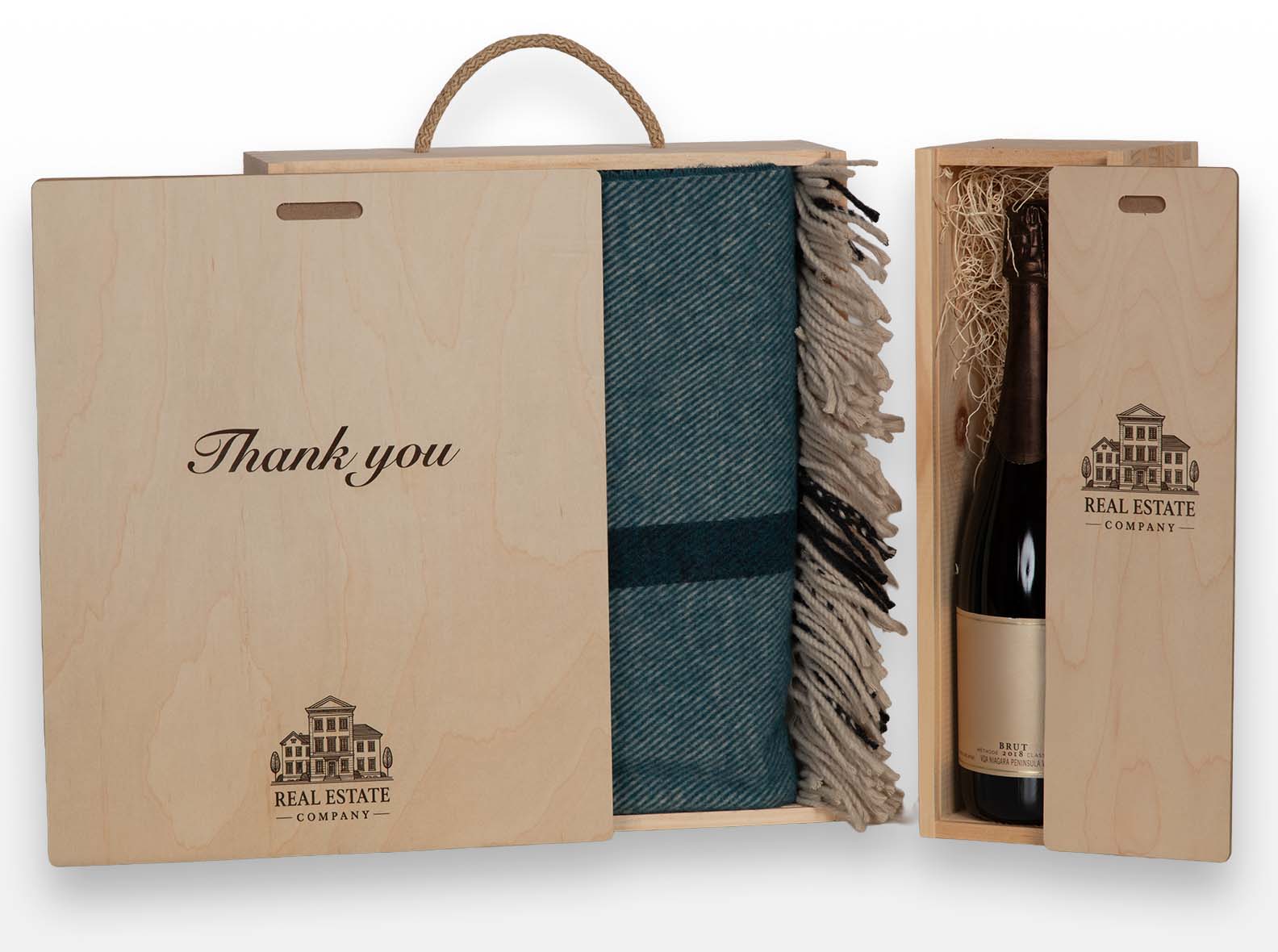 Wooden gift box for real estate agents.