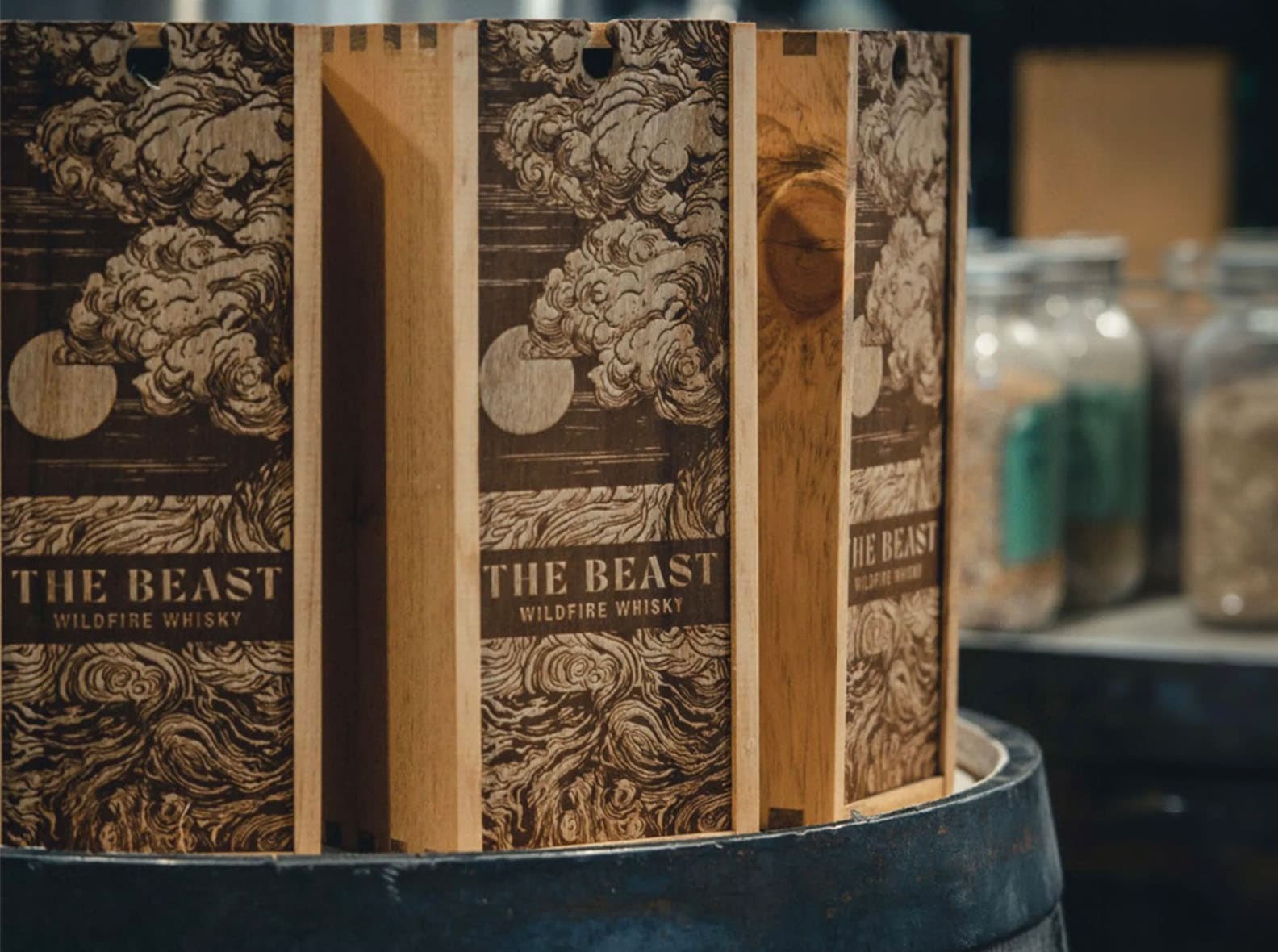 Wooden whisky gift box