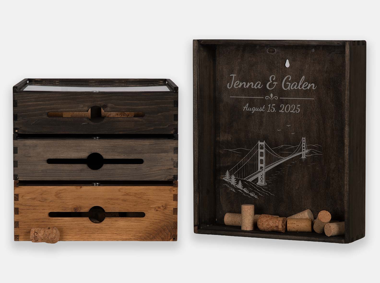 Wooden box for wine corks