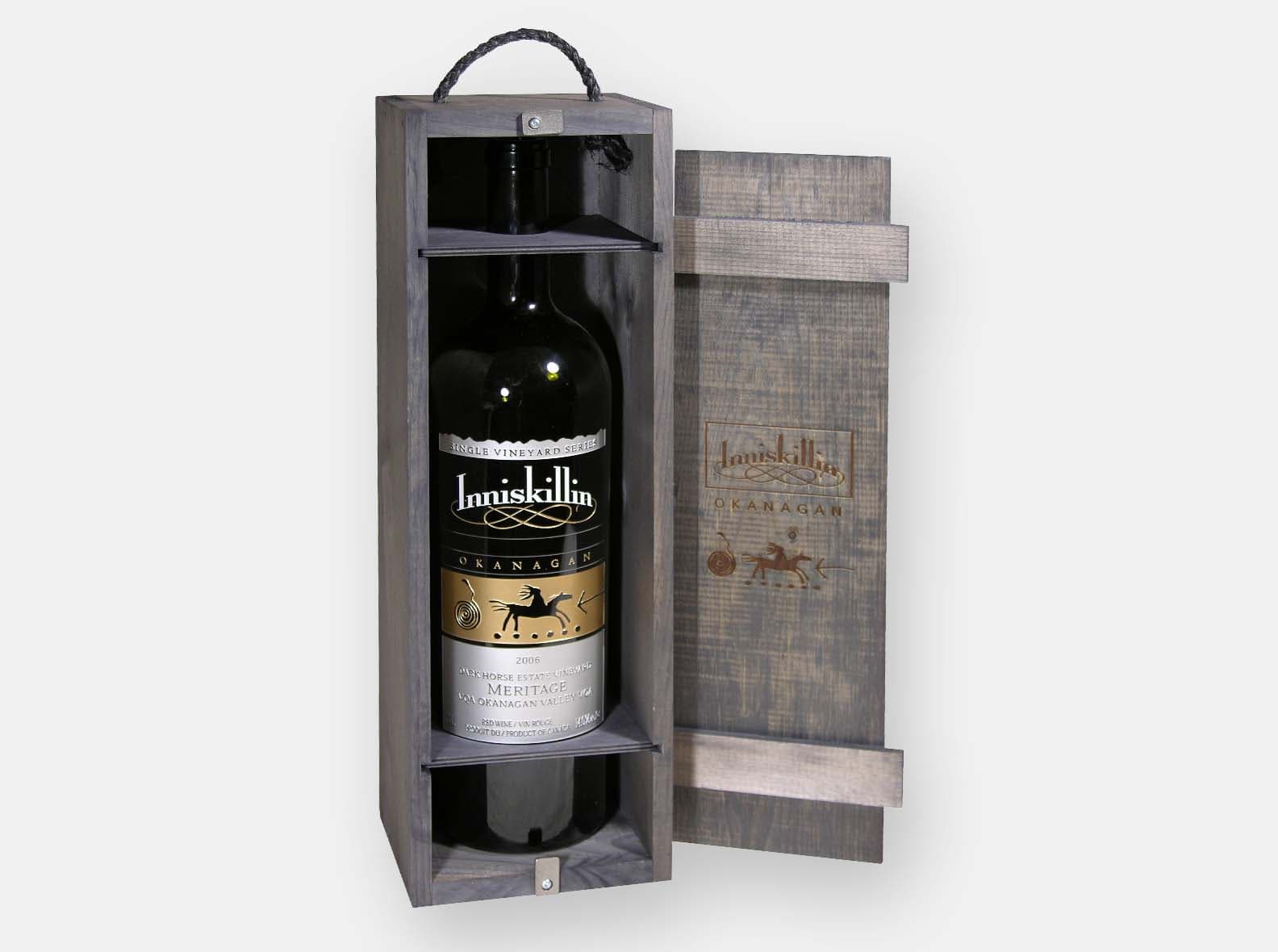 3 litre wood wine box with branding