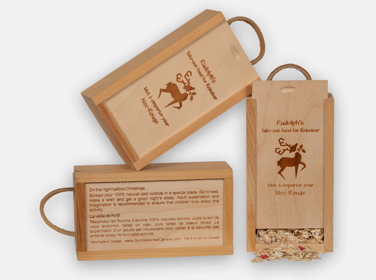 Reindeer Food Gift Box with leather handle.