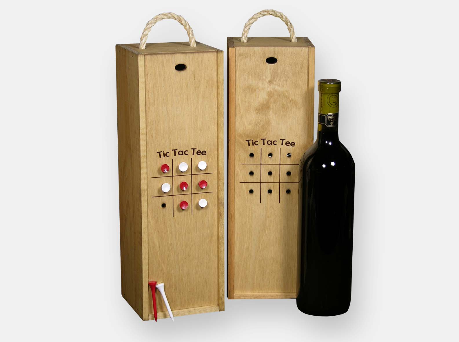 wood box with sliding lid and tic tac tee game on lid