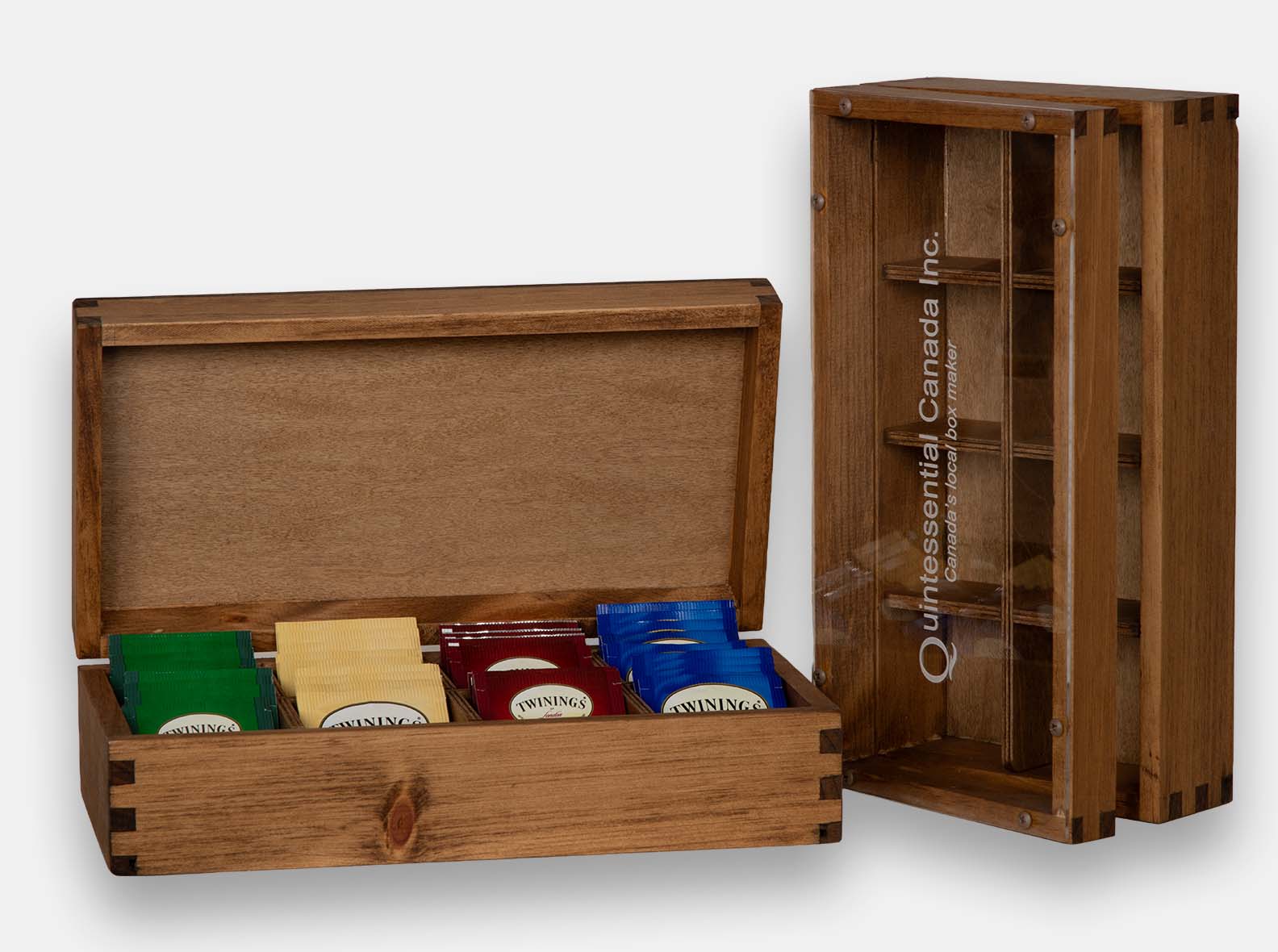Hinged wooden tea boxes