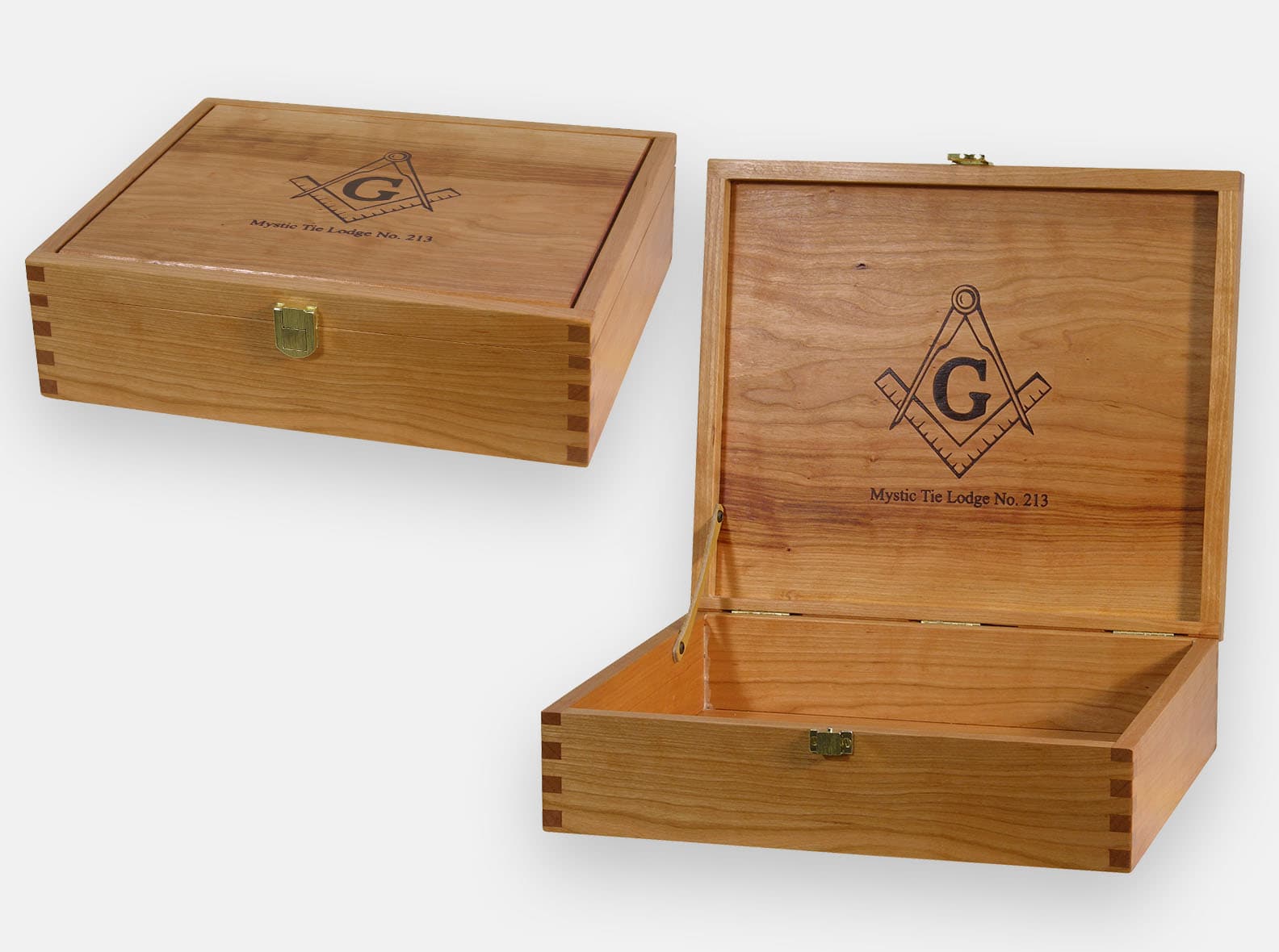 hinged wood box made from cherry wood