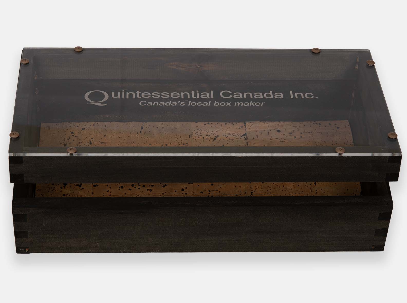 Hinged wood box with acrylic lid