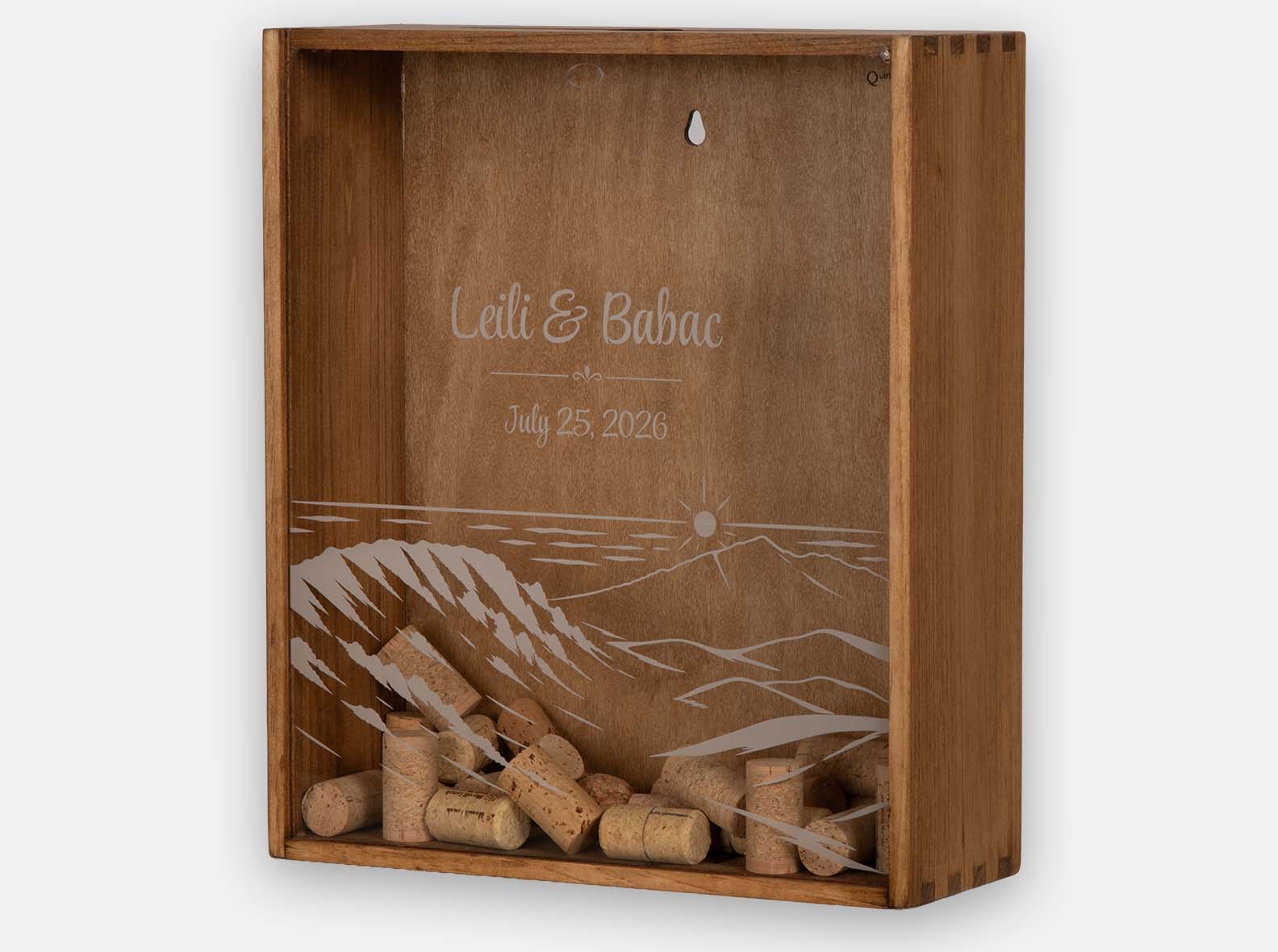 cork and card wood gift box for wedding