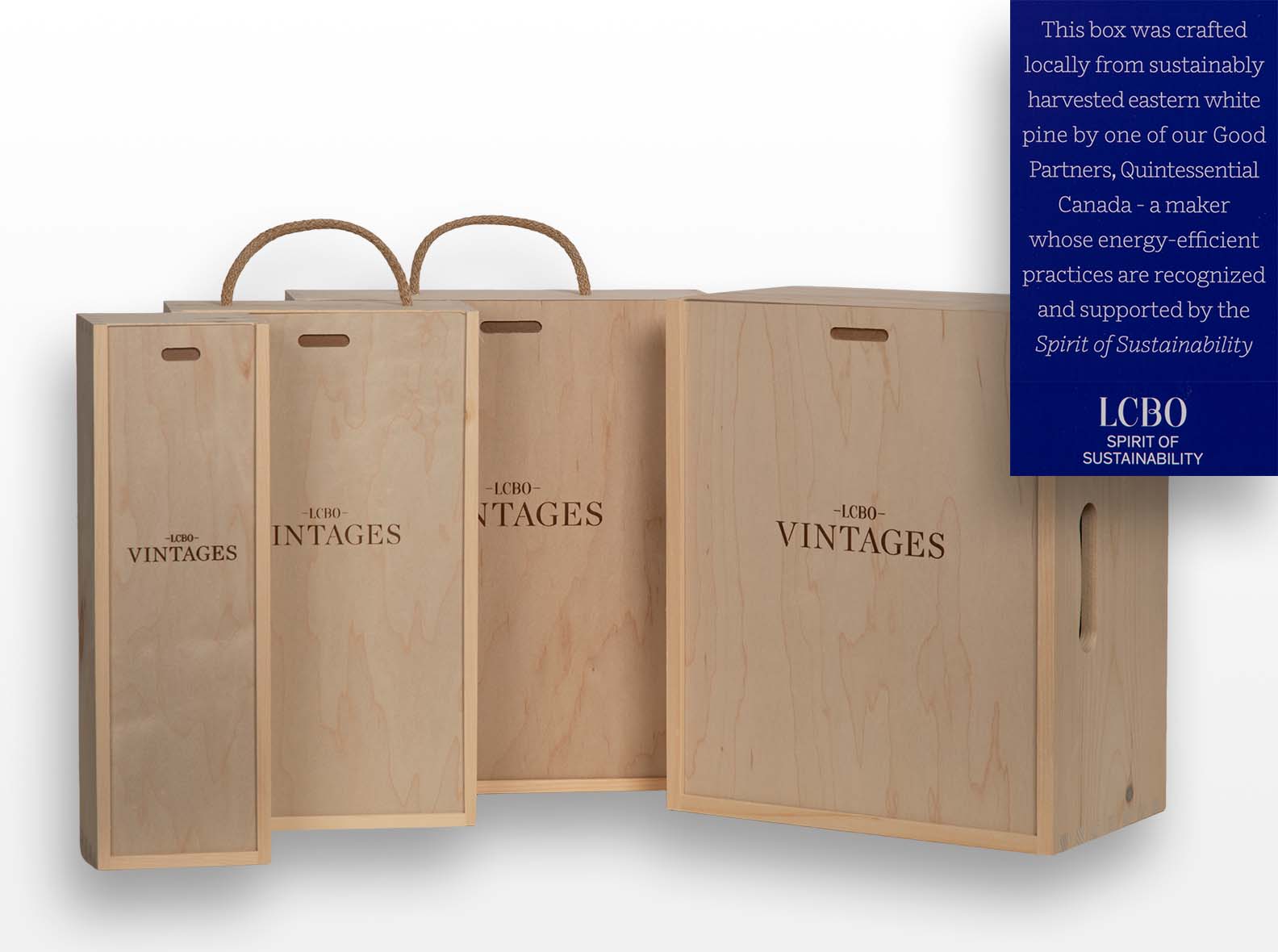 Wooden wine gift boxes for LCBO.