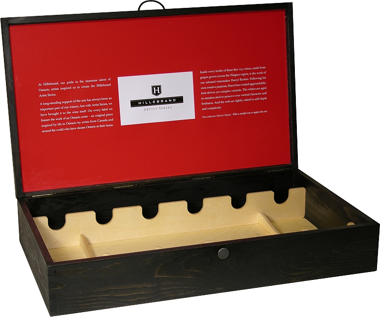 wine bottle shipper with printed insert & onyx finish